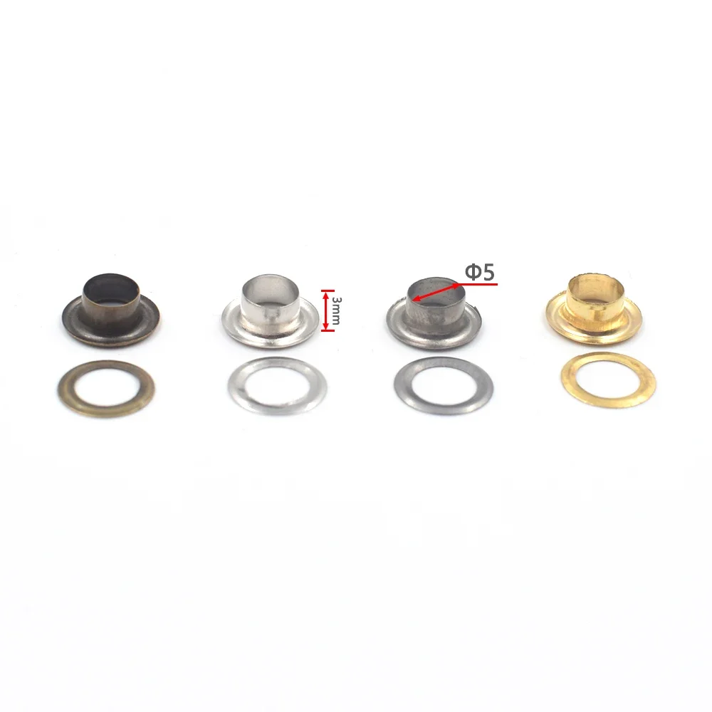 Eyelet Grommet Ring Kit Eyelet Grommet Ring 1000sets Eyelets Inner Diameter 4mm-6mm Brass Eyelets with Washer DIY Handmade Craft Sewing Clothing Belt Bulk Accessories