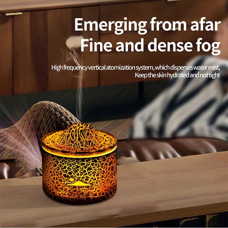 Volcanic Flame Humidifiers Air Aroma Diffuser 180 Ml Essential Oils Humidifiers With Night Light Flame Diffuser For Bedroom