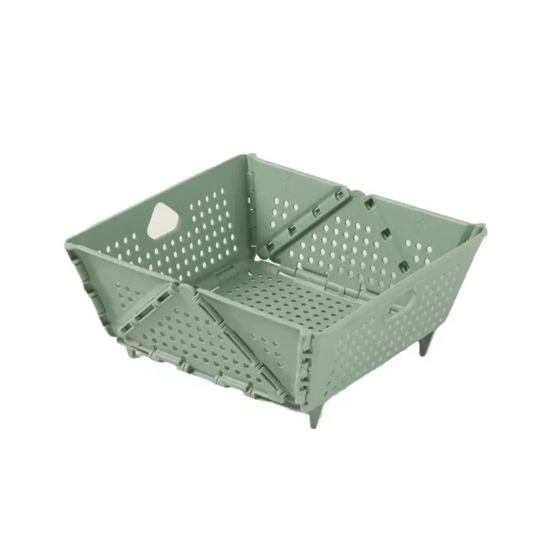 Hot Drain Basket, Fruit Basket, Foldable Plastic, Large Capacity, Raised Tiptoe, Household Kitchen, Vegetable Washing Basket