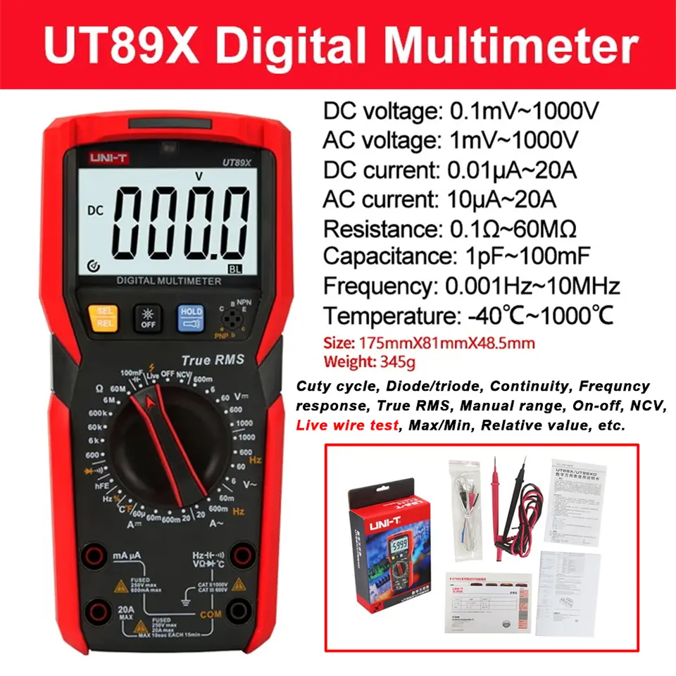 UNI-T Multimeter Digital Professional UT890C UT890D+ UT89X UT89XD UT60S UT60BT UT61B+ UT61D+ UT61E PLUS Electric Tester Meter image 9