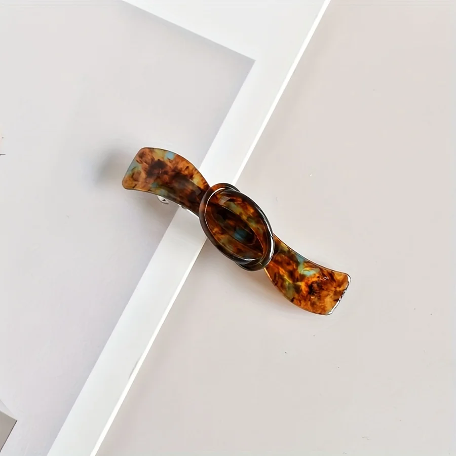 1 Stück Damen-Haarspange aus mehrfarbigem Acetat mit Schleife, dünner Haarclip für halbes Haar, Damen-Accessoire im Urlaubsstil – Detail 14