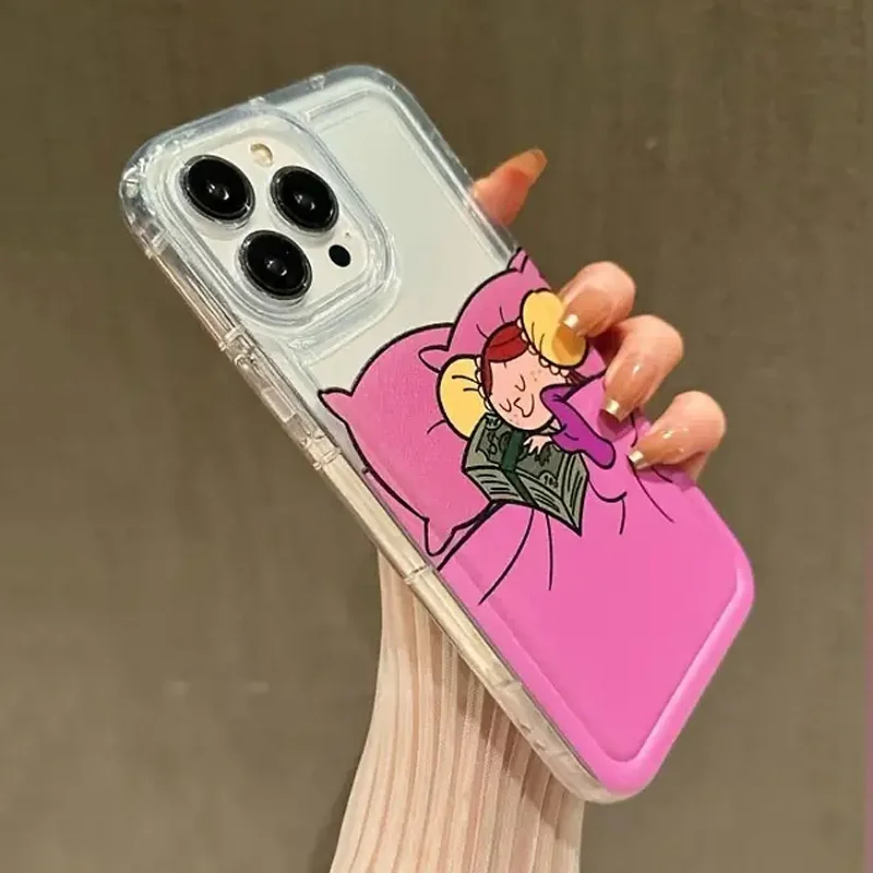 Vintage Cartoon Money Girl Air Cushion TPU Phone Case