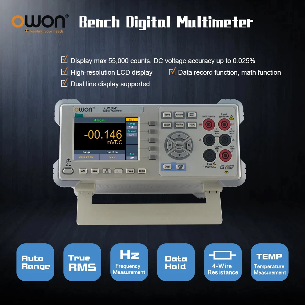 XDM2041 4-Inch LCD 55000 Counts, Supports Two-line Display, AC Voltage Current T