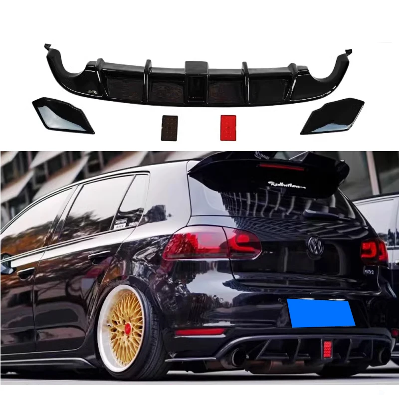 Rear Diffuser for Volkswagen Golf MK6 GTI 2008-2013 Glossy Black Car Body Kit Lip Bumper Spoiler Plastic Splitter