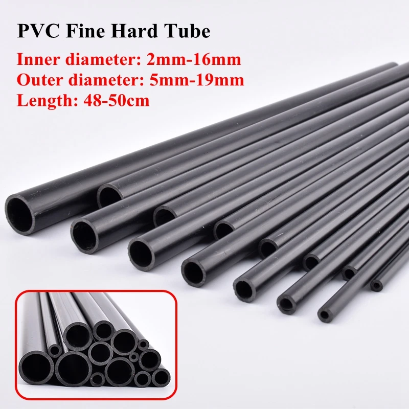 2 Tubos De PVC Negro 500 Mm - Diámetro Interior De 2 Mm A 16 Mm Para Riego, Acuarios Y Jardín