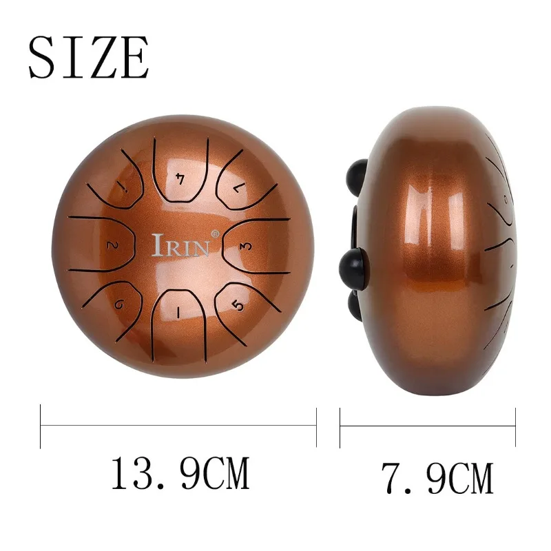 5.5inch 8-Tone Mini Steel Tongue Drum Hand Pan Drum with Drum Mallets Carry Bag Percussion Instrument Adult Kids Beginer