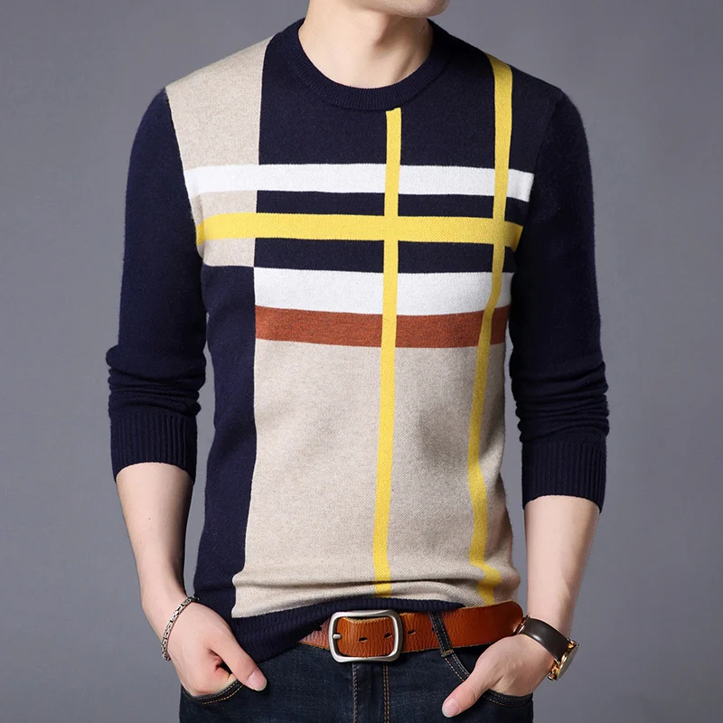 

2024 New Fashion Brand Sweater For Mens Pullover O-Neck Slim Fit Jumpers Knitred Woolen Winter Korean Style Casual Clothes