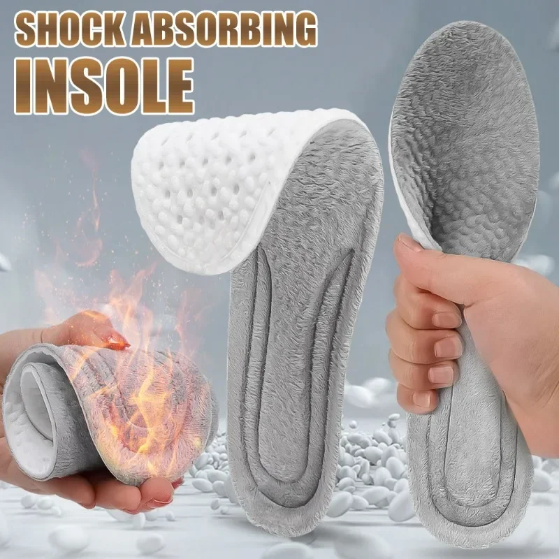 Plush Self Heated Insoles Winter Thicken Insoles Shock-absorbent Breathable Chill-proof Warm Fashion Women Men Absorbent orthopedic insoles shoe inserts