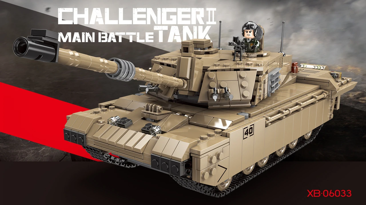 Britain England FV4034 Challenger 2 Main Battle Tank Modern Military Vehicle Model Build Block WW2 Army Forces Figure Brick Toy