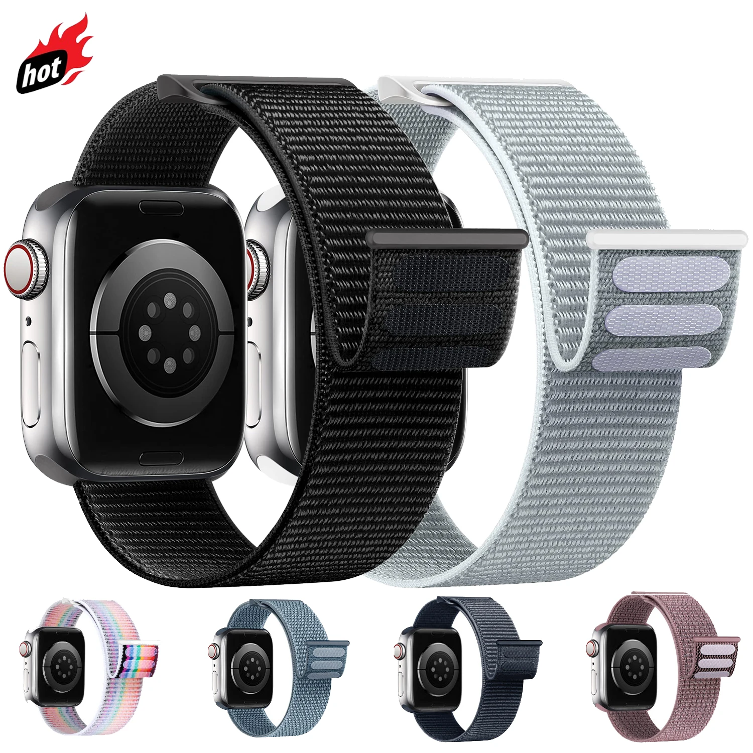 Nylon-Schlaufenarmband für Apple Watch 49mm 46mm 42mm 45mm 44mm 41mm Sport-Armband iWatch-Bänder Serie 12 11 10 9 8 7 6 Ultra