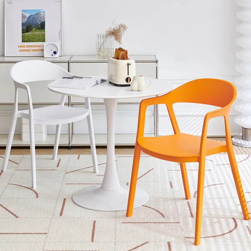 

Plastic Modern Dining Chairs Luxury Ultralight Designer Armrest White Chairs Elbow Support Unique Silla Plegable Indoor Supplies