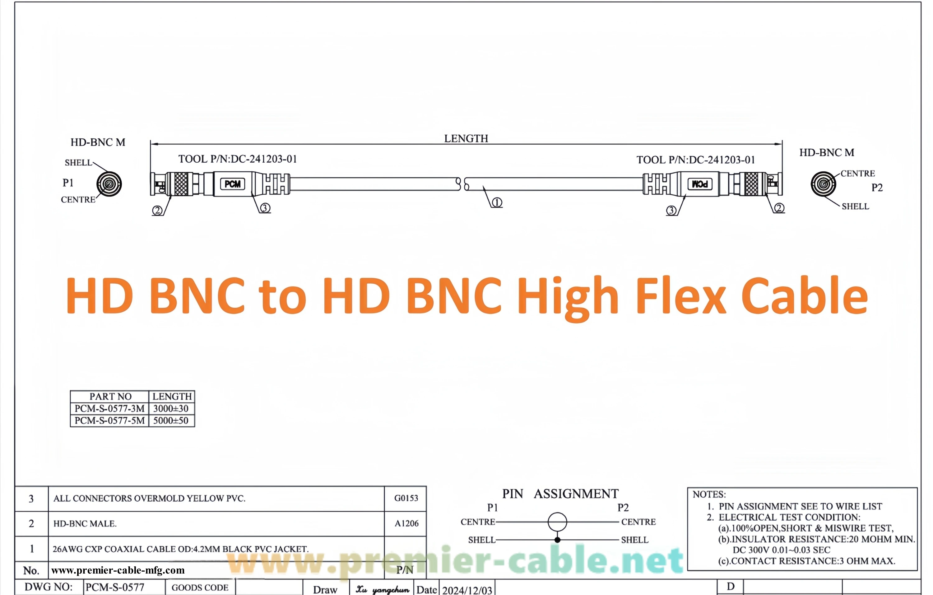 75 Ohm 12G SDI HD-BNC-Stecker auf HD-BNC-Stecker Kabel 4694R CoaXPress CXP-6 CXP-12 Hochflexibles Schleppketten-Video-RF-Koaxialkabel – Detail 1