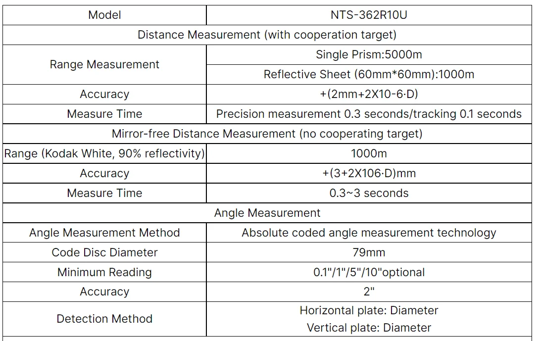Total tation OUTH NT-362R10U/N6, with a 2-econd Accuracy ,1000m non reflective,u