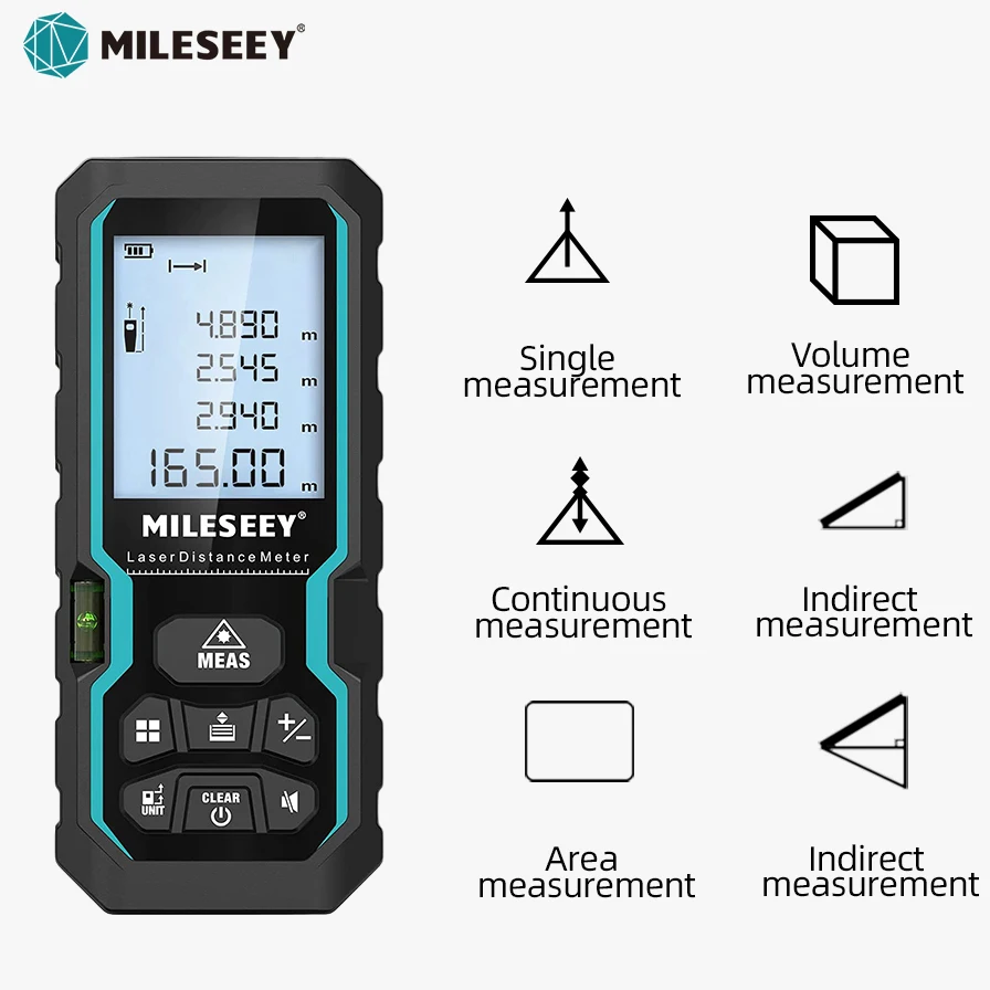 thumbnail image 1 of Cinta métrica láser MILESEEY X5 de 40 m, medidor de distancia láser, ruleta de alta precisión, múltiples funciones de medición, regla electrónica, 1 of 5