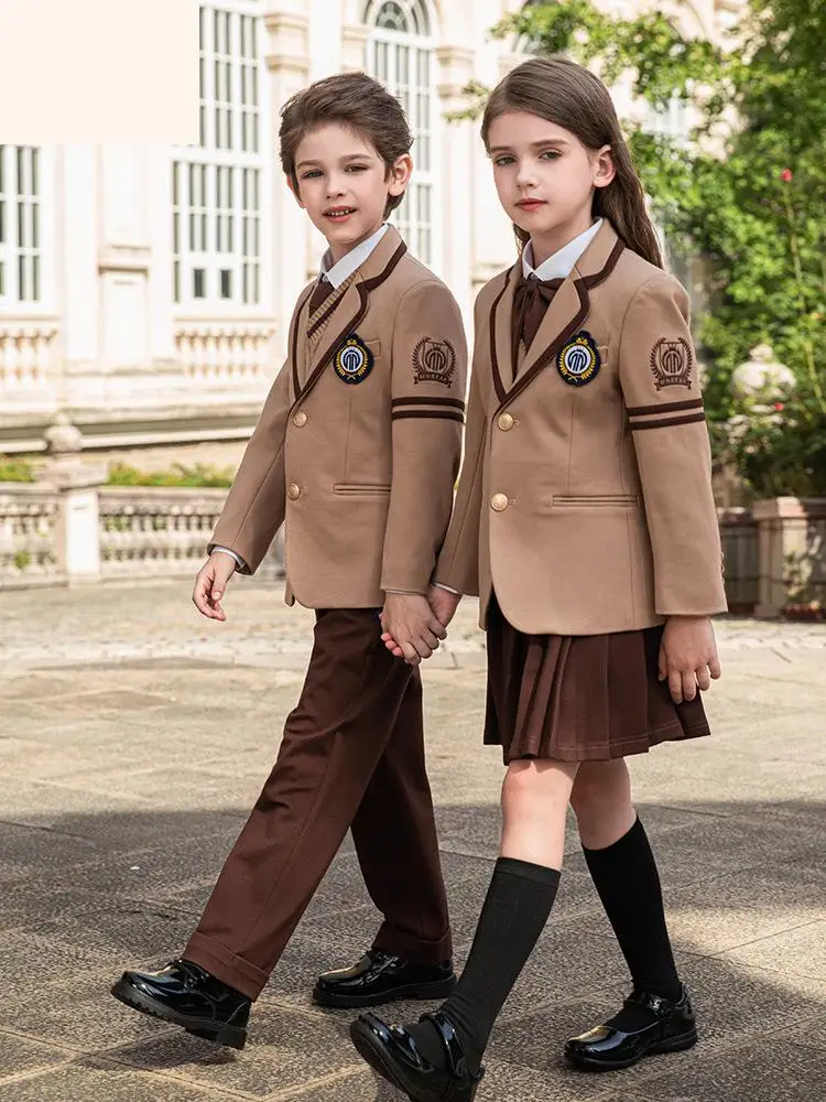 Primary School Uniform Spring And Autumn Clothing Set British Boys Girls Children's Kindergarten Class Chorus Performance Clothe 3