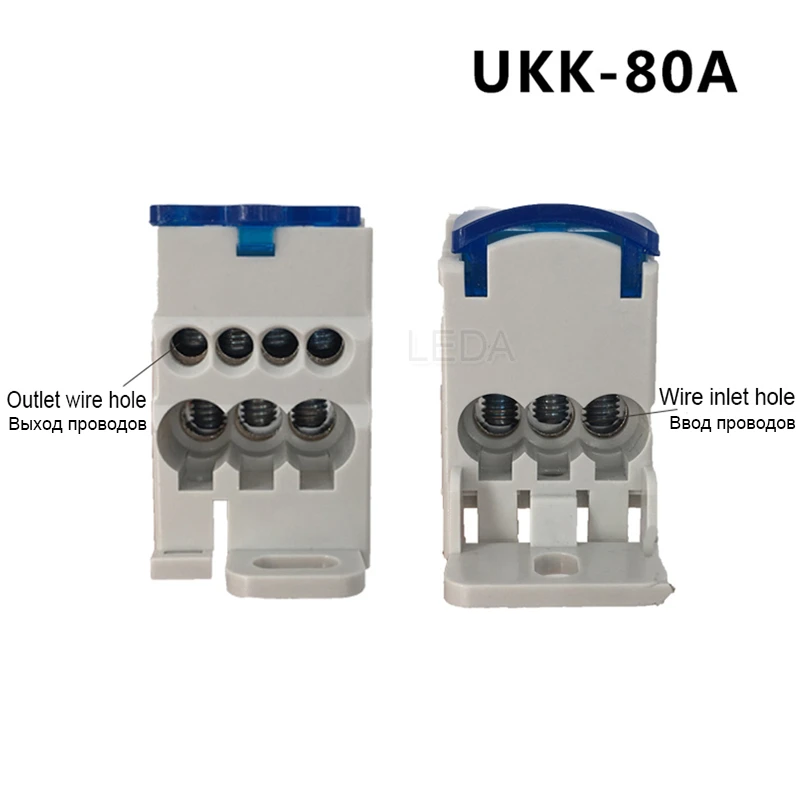 Description Picture 6 of item1Pcs Terminal Block UKK80A Din Rail 1 in Many Out Distribution Box Universal Electric Wire Connector Red Yellow Blue Green