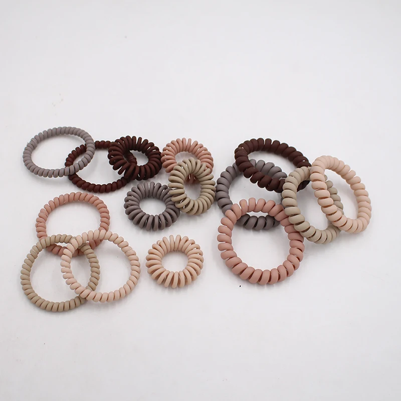 5Pcs/set New Fashion Matt Solid Telephone Wire Elastic Hair Band Frosted Spiral Cord Rubber Band Hair Tie Stretch Head Band Gum