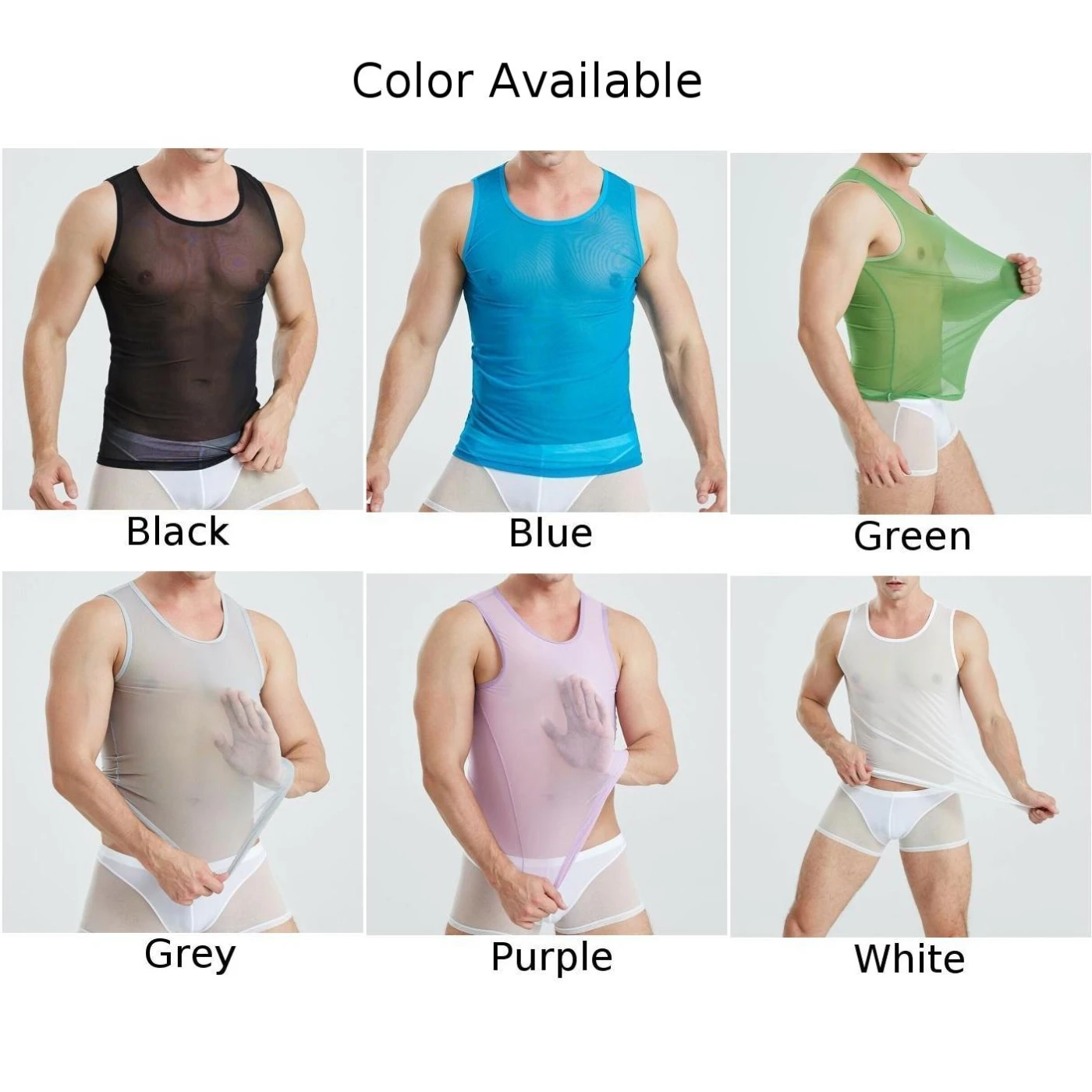 Business Casual Comfy Shirts Tops Beach Breathable Gym Mesh Muscle See-through Sheer Shirt String Vest Tank Tops