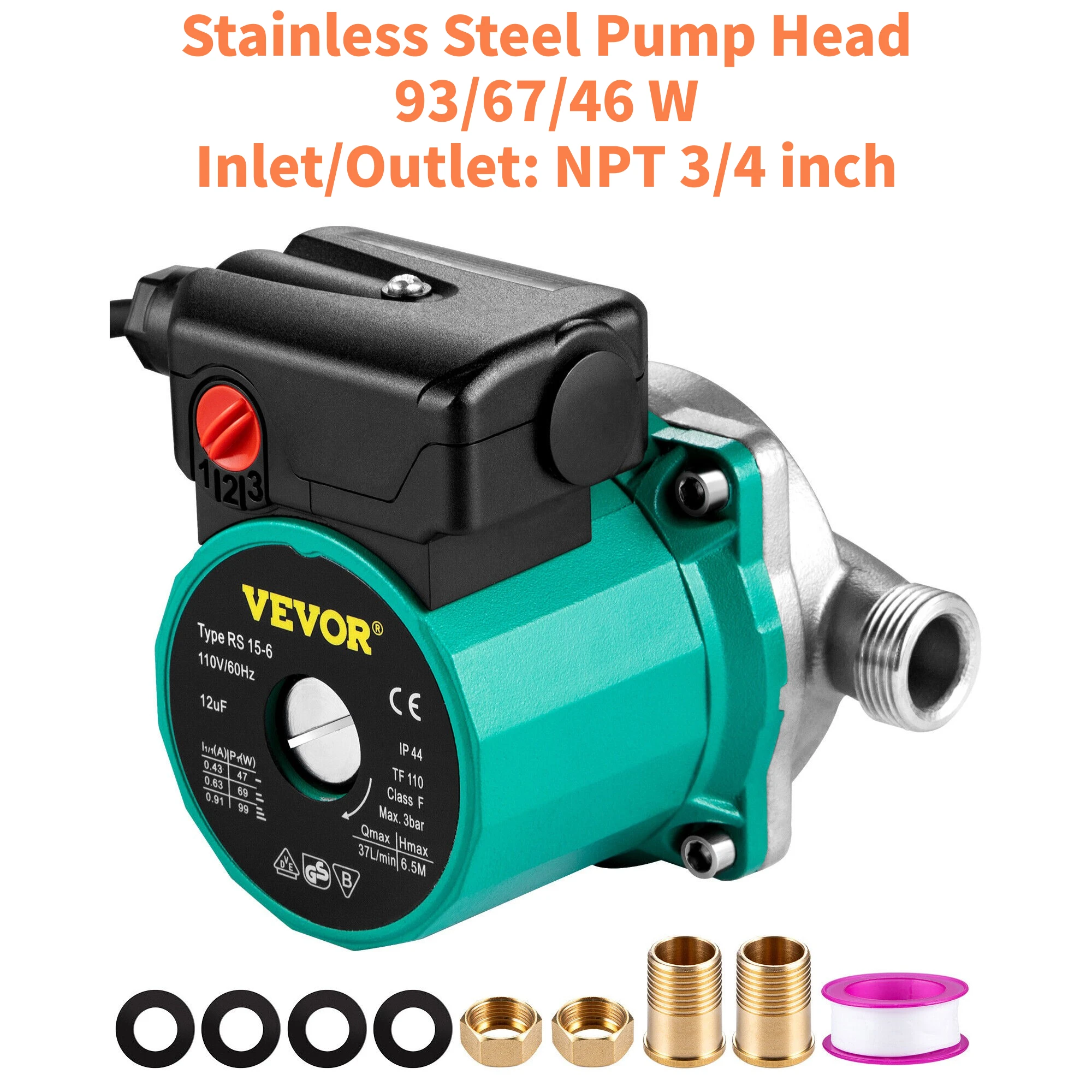 VEVOR Hot Water Circulation Pump Water Pressure Booster Recirculating  Circulator for Water Heater Stainless Steel/Cast Iron Head - AliExpress