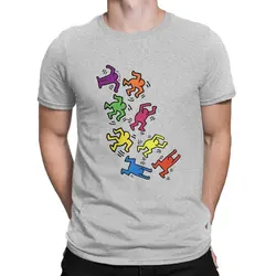 Haring Dance Man Cartoon T - Shirt - 100% Cotton, Short Sleeve, O Neck, Humor Design - XXXL (GRAY)