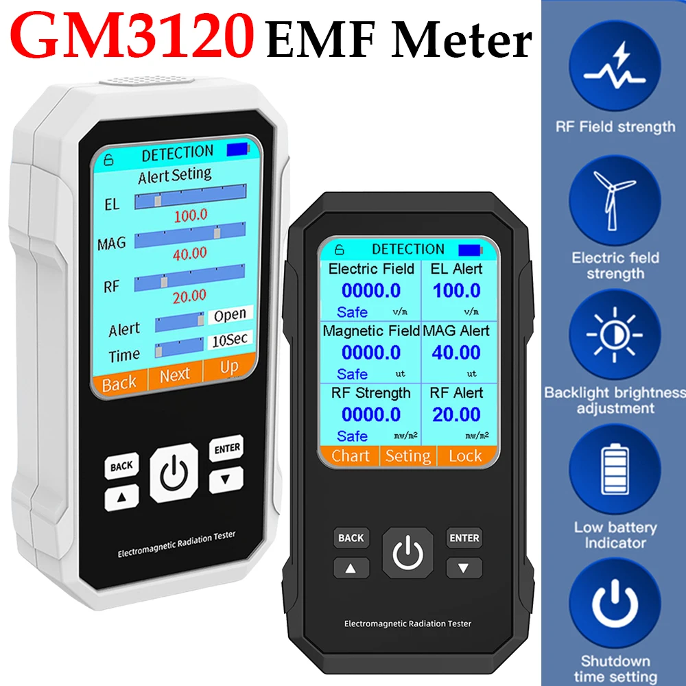 GM3120 Electromagnetic Radiation Detector Digital EMF Meter Electric Field Magnetic Field RF Radiation Tester For Home Office