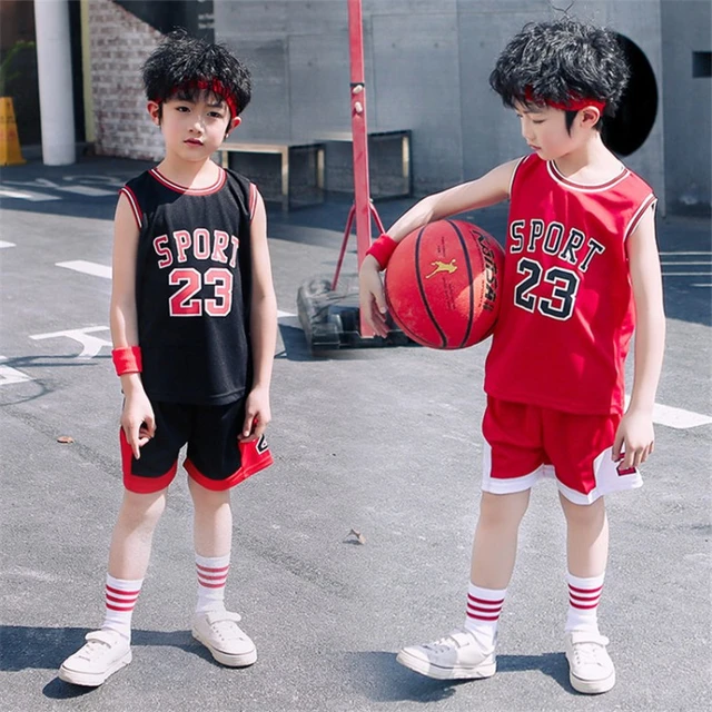 2Pcs Set Summer Basketball Jersey Clothes Children Sports Suit