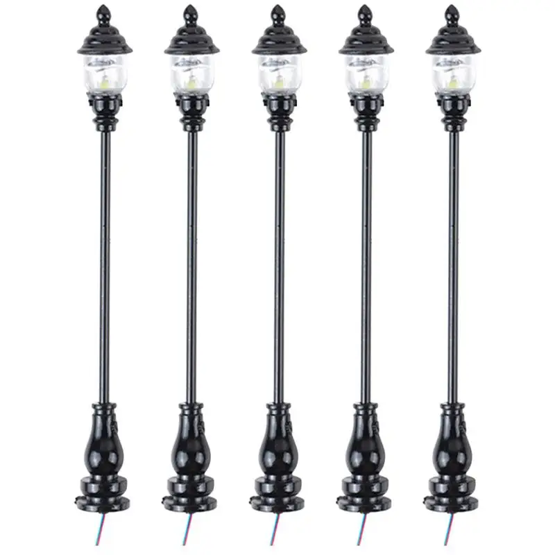 

5pcs Lamp Street Post Light Train Mini Model Miniature Lantern Pathway Decor Railway Christmas Lights Lampslamppost Garden