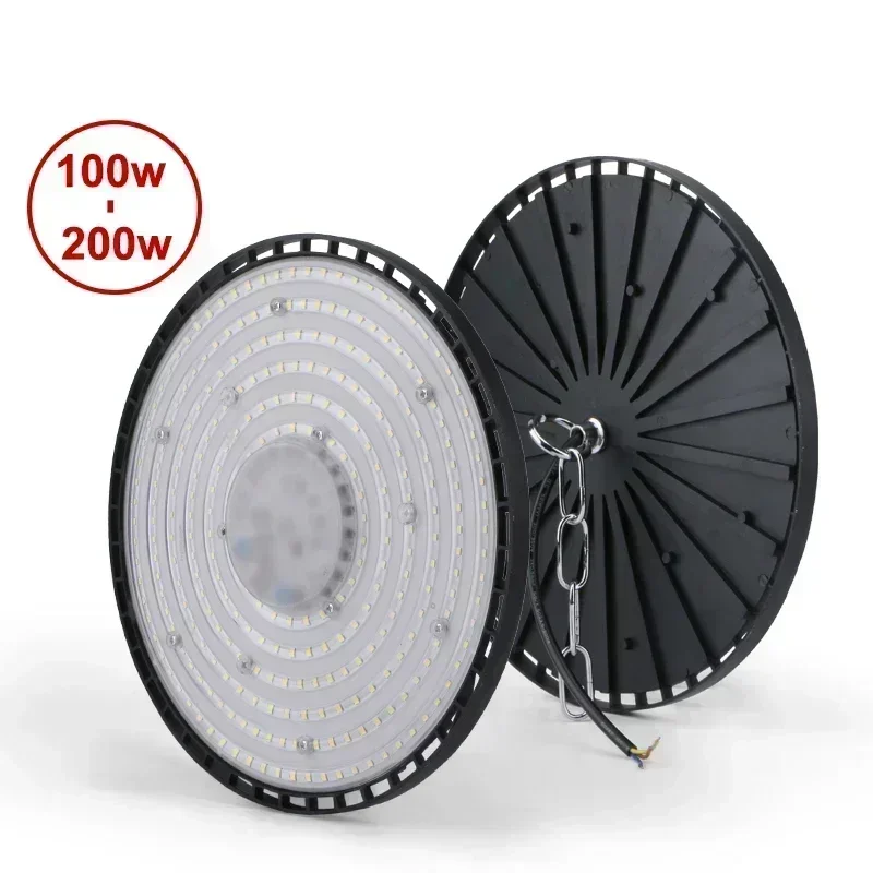Super Bright 100/150/200W UFO LED High Bay Lights Waterproof Commercial Industrial Market Warehouse Garage Workshop Garage Lamps