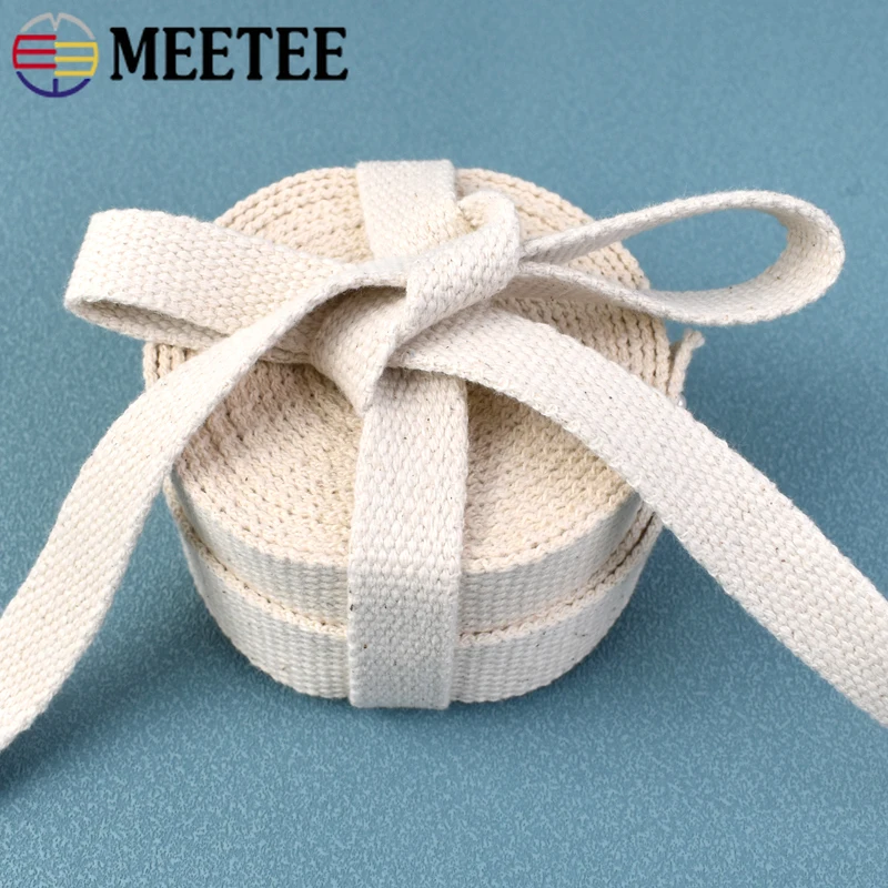 5Meters Meetee 20-50mm Cotton Webbing Band 1.5mm Thick Canvas Ribbon for Bag Strap Belt Clothes Binding Tape Sewing Accessories