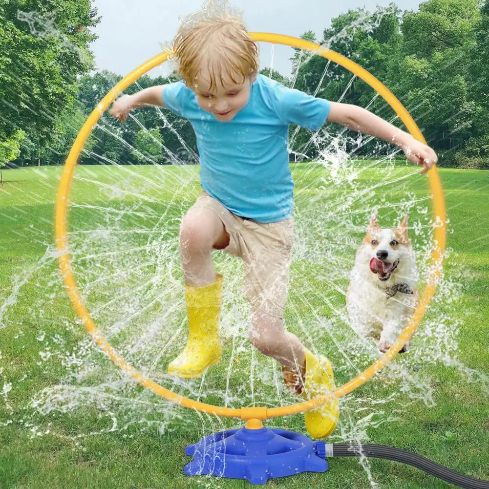 Kids Backyard Sprinkler Water Sprinkler Toy for Toddlers with Rotating Spray Nozzles Adjustable Speed for Kids Toddlers