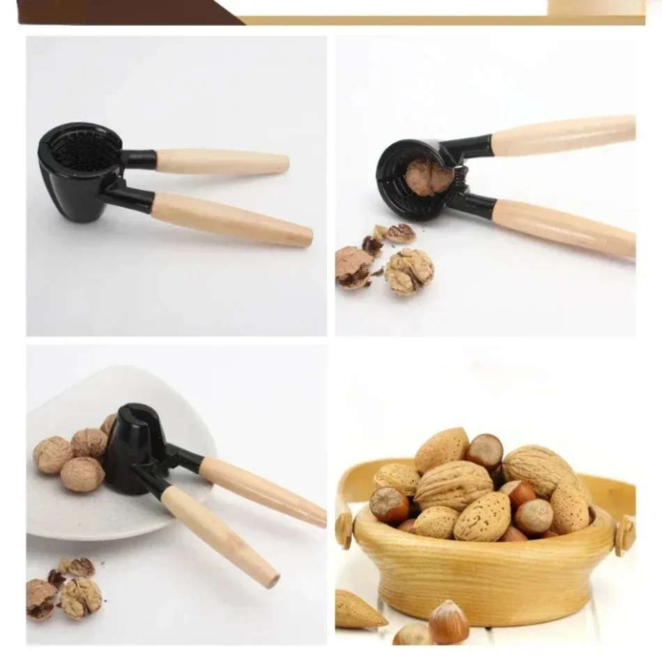New Heavy Duty Aluminum Walnuts Nutcracker Wood Handles Manual Tool for Opening Lobster Pecan Nuts Walnut Opener Nut Crackers