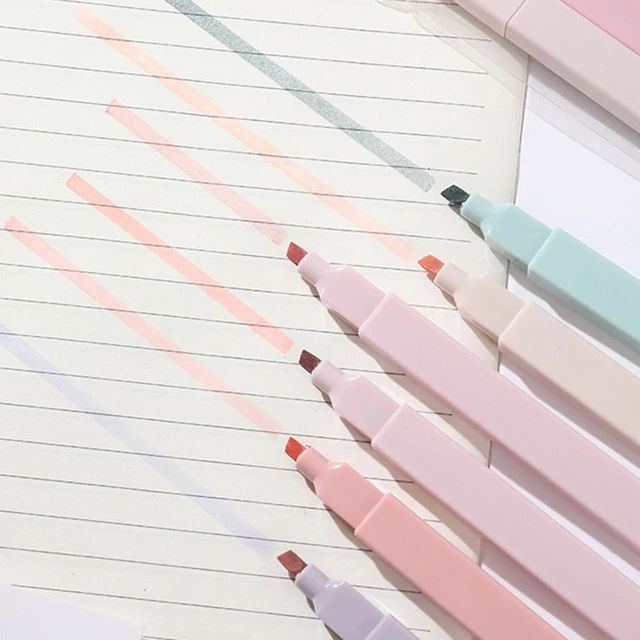 Highlighter Pens 6 Pieces Cute Highlighters Set With Assorted Colors Soft  Tip Aesthetic Highlighters For Journal & Notes - AliExpress