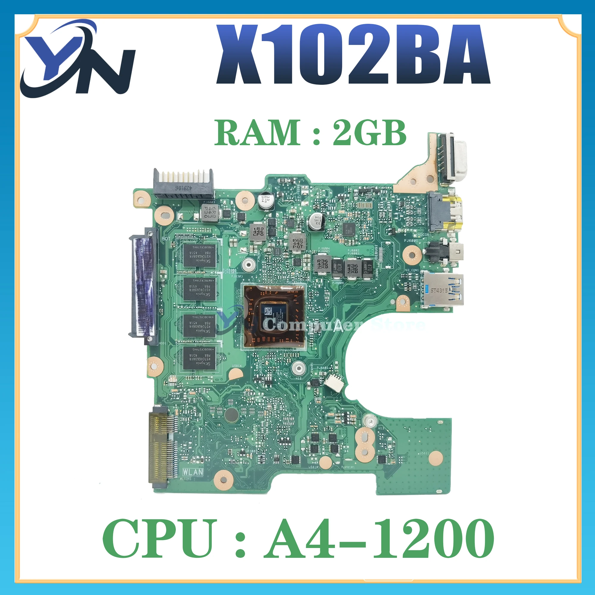 

X102BA Mainboard For ASUS F102B F102BA X102B Laptop Motherboard With A4-1200 2GB/4GB-RAM Maintherboard 100% Test OK