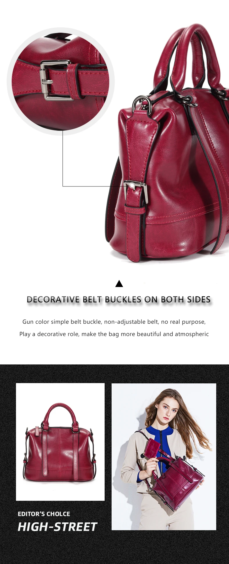 New Ladies Handbag Fashion Versatile Retro Oil Wax Leather Single Shoulder Messenger Women's bags