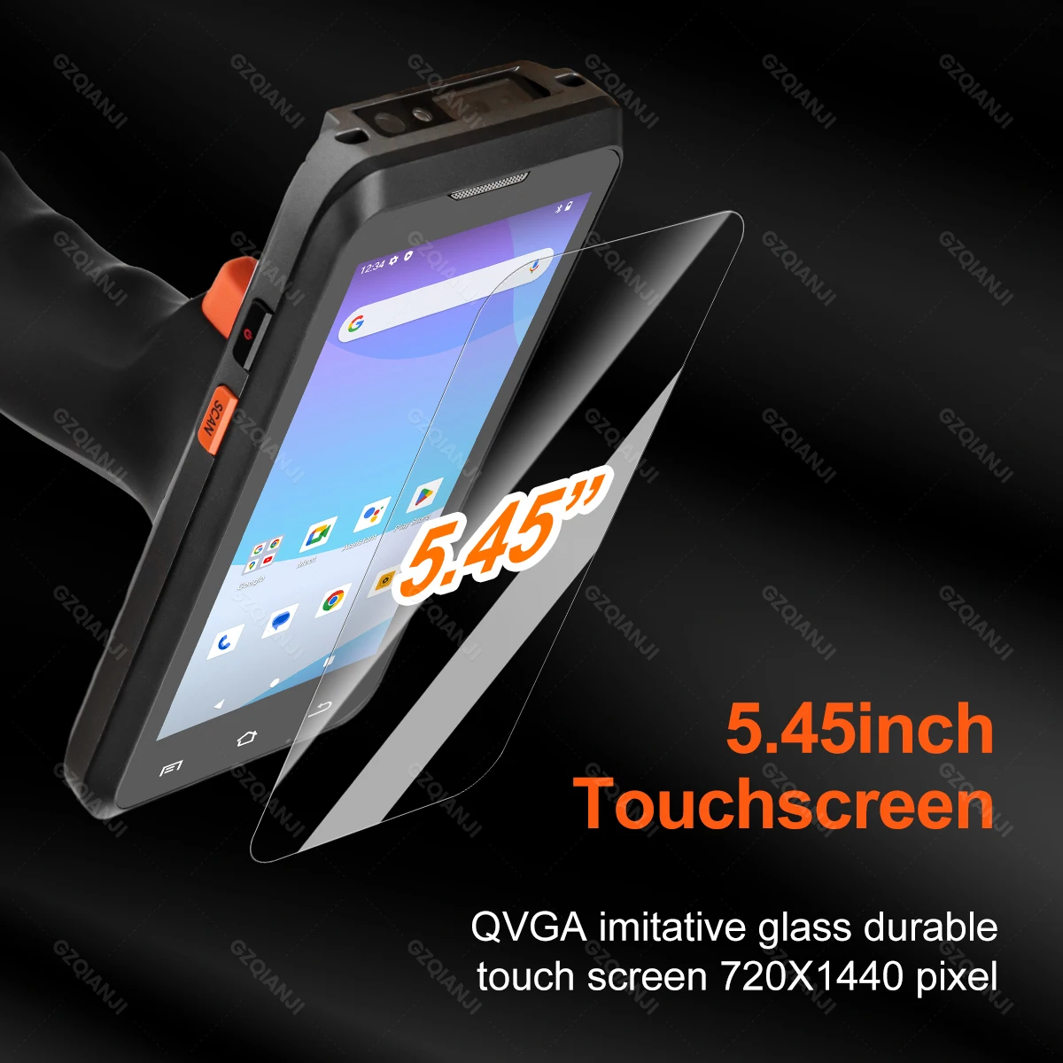 ハンドルグリップハンドル付きバーコードスキャナー、Android 13、1d