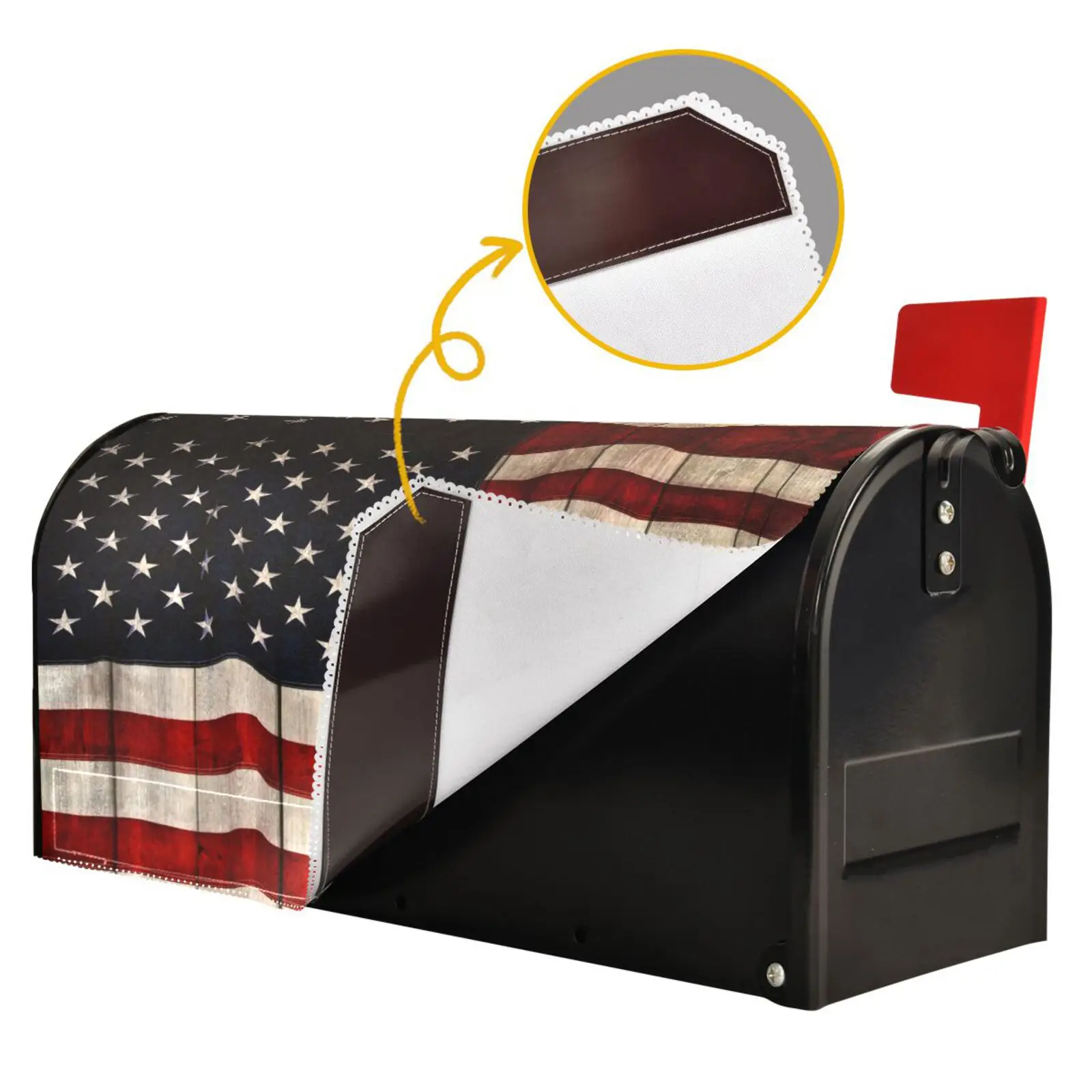 Polyester Material Mailbox Cover American Flag Print Letter Post Box Wrap Decoration Stickers Large Standard Size