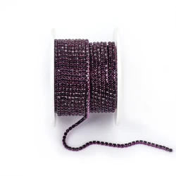 Vibrant Rhinestone Cup Chain with Colorful Base - SS12(3mm)-5yards (Amethyst)