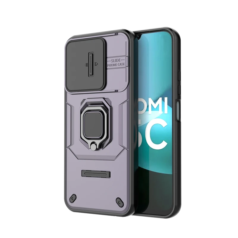 Shockproof Magnetic Ring Holder Case with Push Window