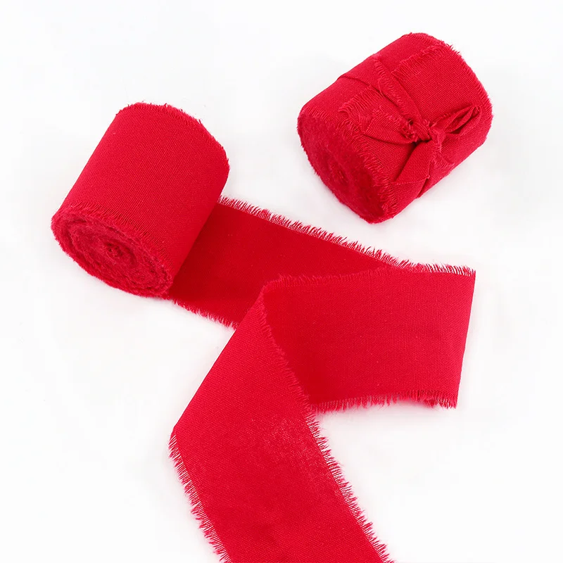 Emerald Green Frayed Edge Cotton Ribbon for Gift Packaging & Floral Bouquets – 3.8cm Wide