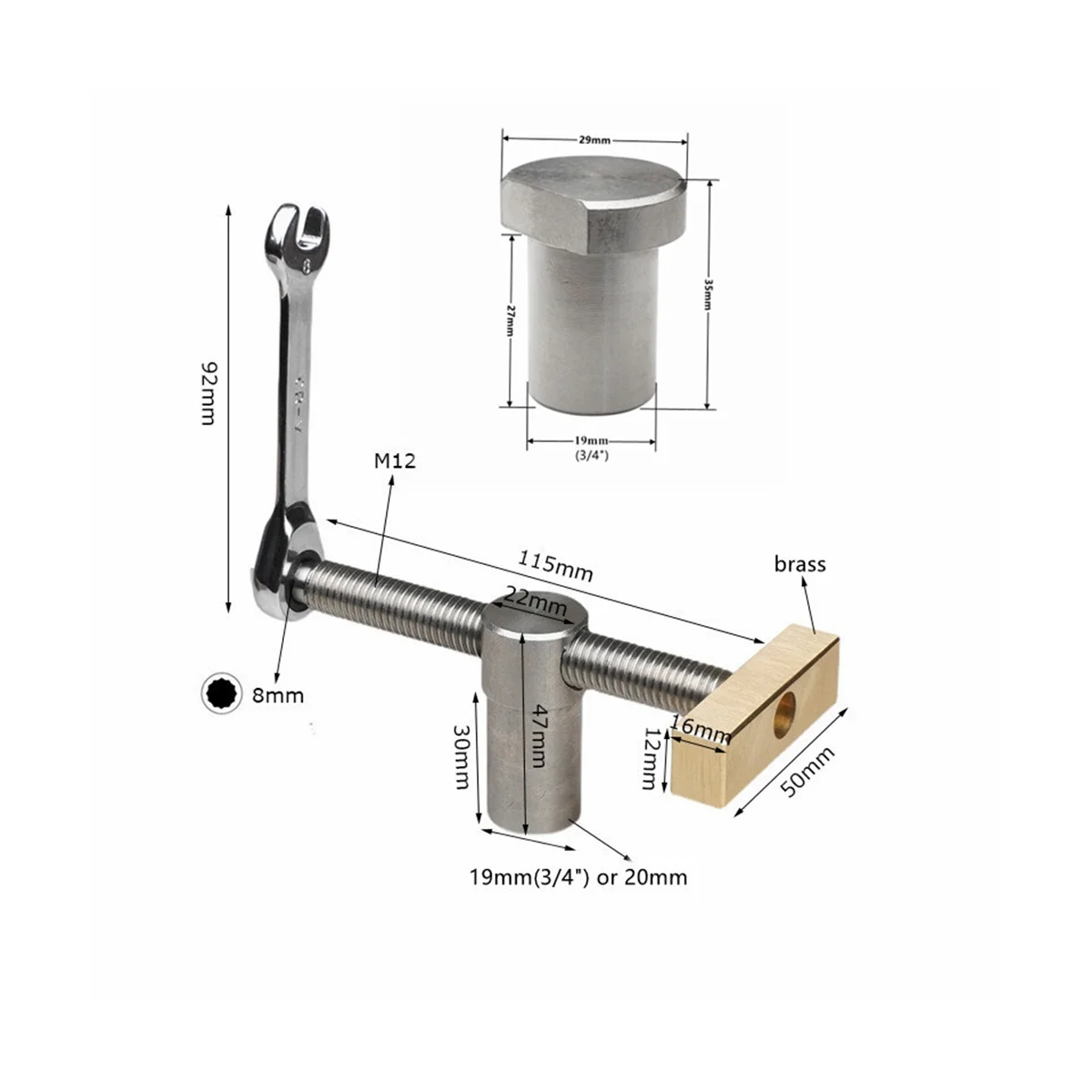 

Woodworking Desktop Clip Brass Fast Fixed Clip Quick Fixture Clamping Tool and Work Benches Hold Down Bench Kit 19mm