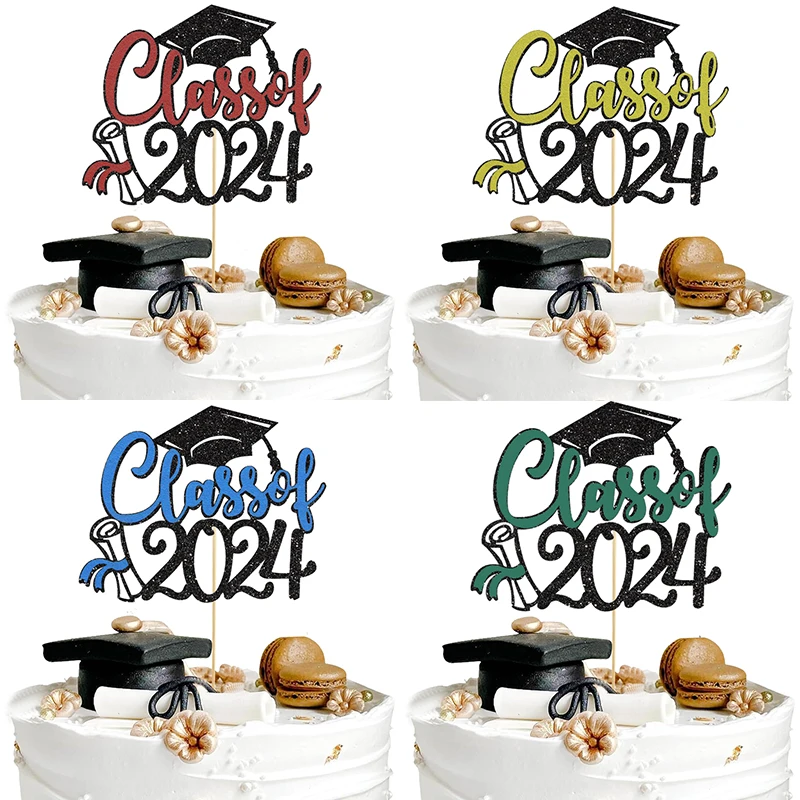 졸업 시즌 2024 케이크 토퍼, 졸업 파티, 탁상용 장식, 케이크 삽입, 1PC
