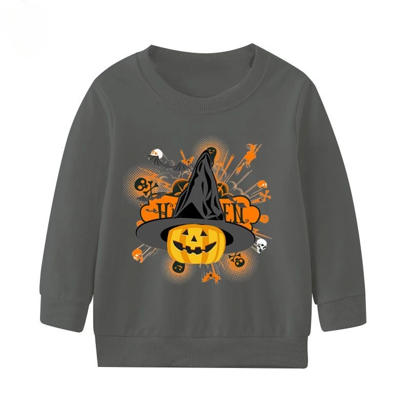 Autumn/winter New Horror Halloween Skull Hoodie Pure Cotton Printed Hoodie Hood Street Fashion Boys and Girls