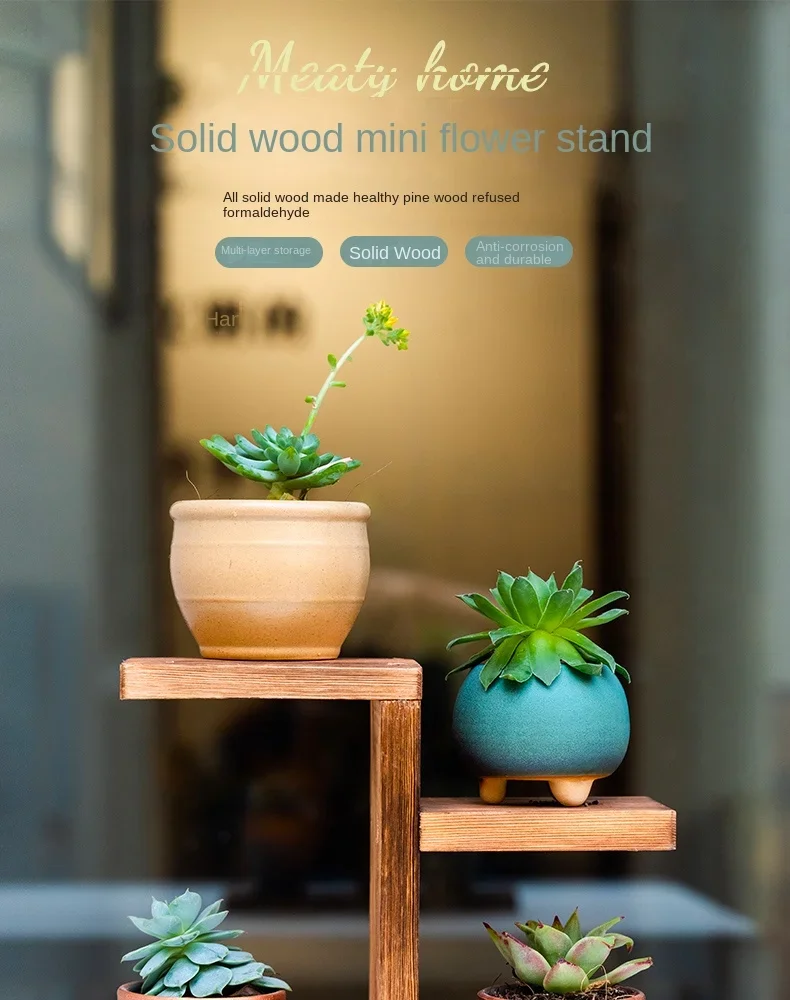 Solid Wood Bay Window Flower Stand Multi-Storey Indoor Plant Display Rack for Living Room Decoration Aesthetic Showcase