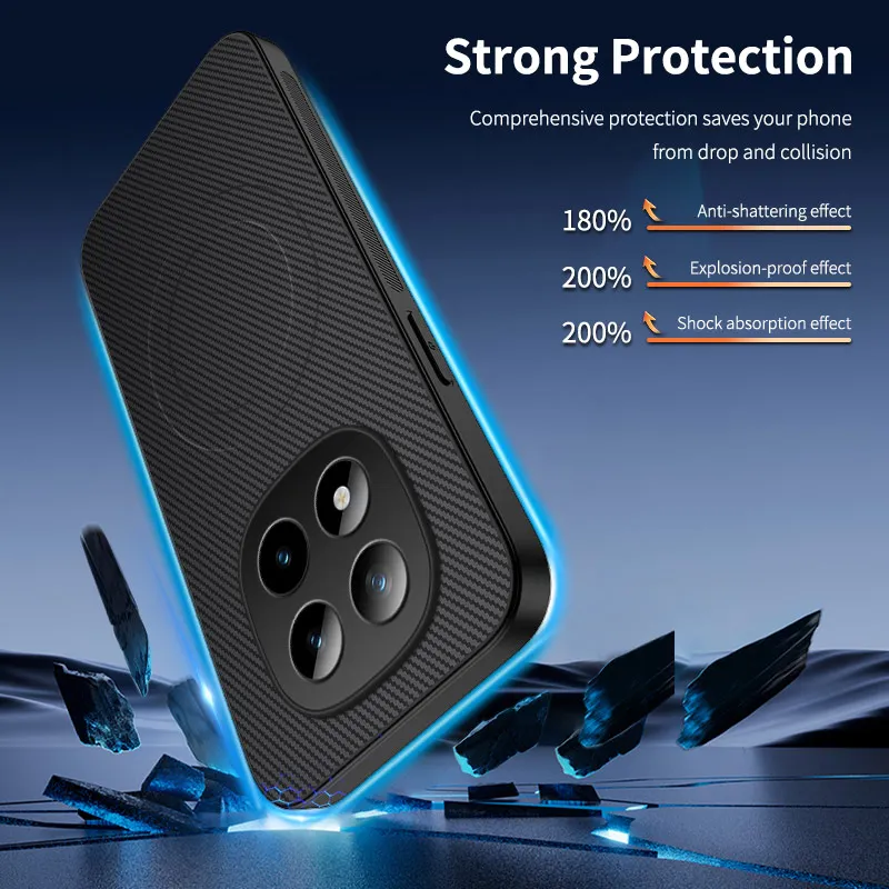 Enhanced Protective Back Case Cover - Soft Silicone Carbon Fiber Magnetic Design