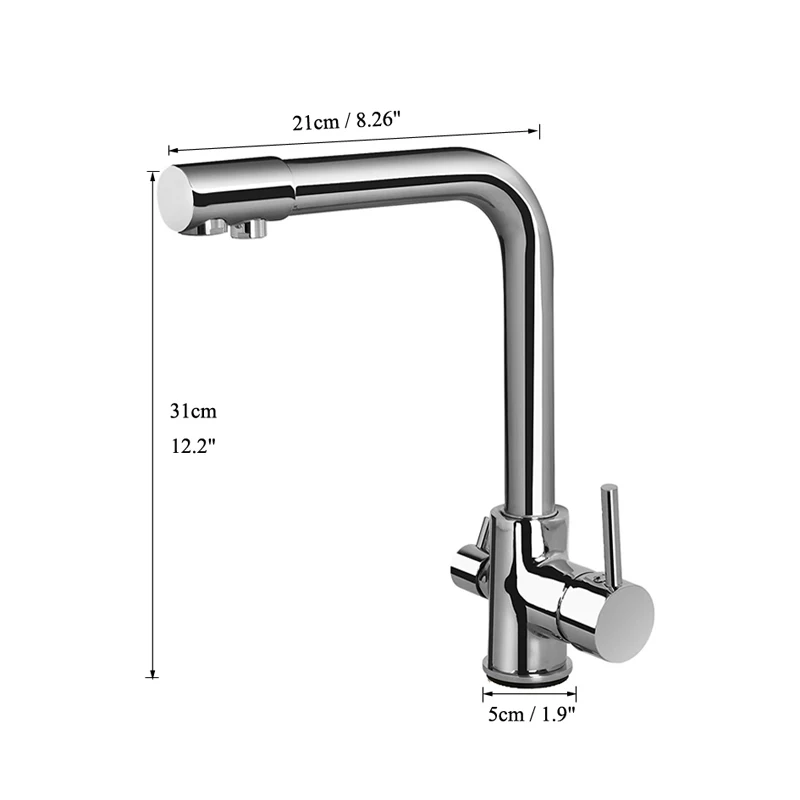 Brass Swivel Drinking Water Faucet 3 Way Water Filter Purifier Kitchen Faucets For Sinks Taps Chrome Black Beige