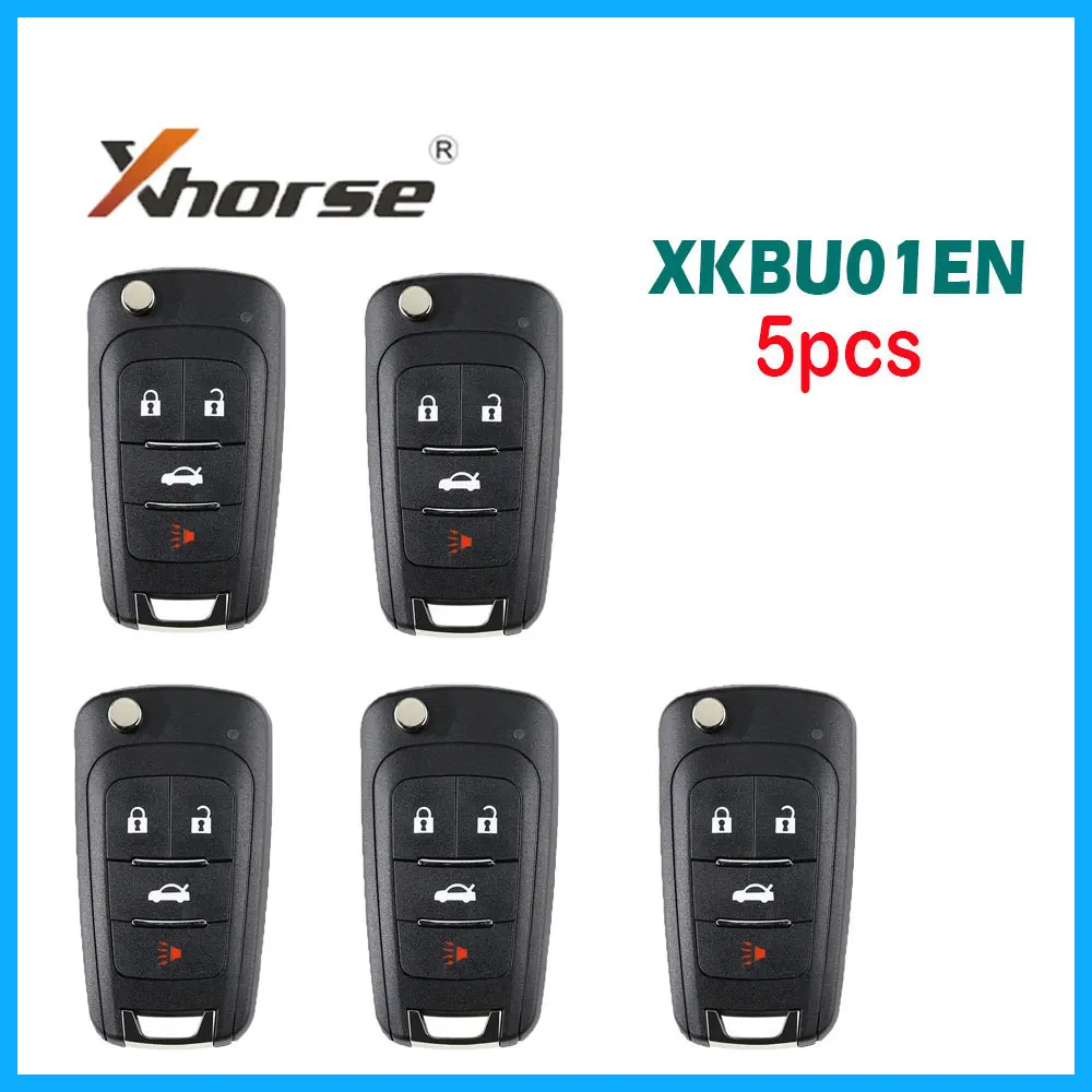 

5pcs/lot Xhorse XKBU01EN Wire Remote Key for Buick Flip 4 Buttons Universal Car Remote Key English Version for VVDI Key Tool