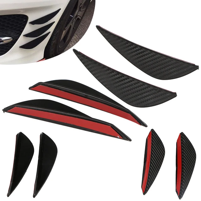 6pcs Universal Carbon Fiber Look Car Front Bumper Fins Spoiler Wing Lip  Splitter