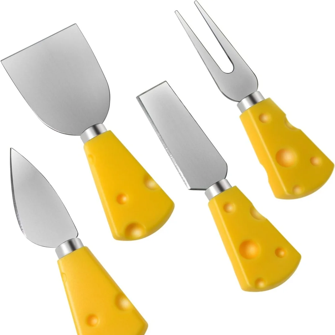 4pcs/6pcs Cheese Knife Set Stainless Steel Plastic Handle Mini Cute Knife and Fork Suitable for Parties Christmas