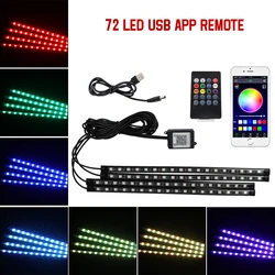 LED Ambient Interior Decorative Light Strips for Car Dashboard and Console (72LED Remote APP USB)