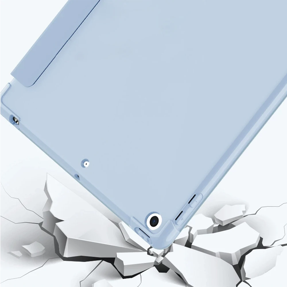 For Apple iPad Air 9.7 10.2 10.5 7th 8th 9th Generation Magnetic Flip Smart Cover with Pencil Holder, Stand Soft Silicone Case 3